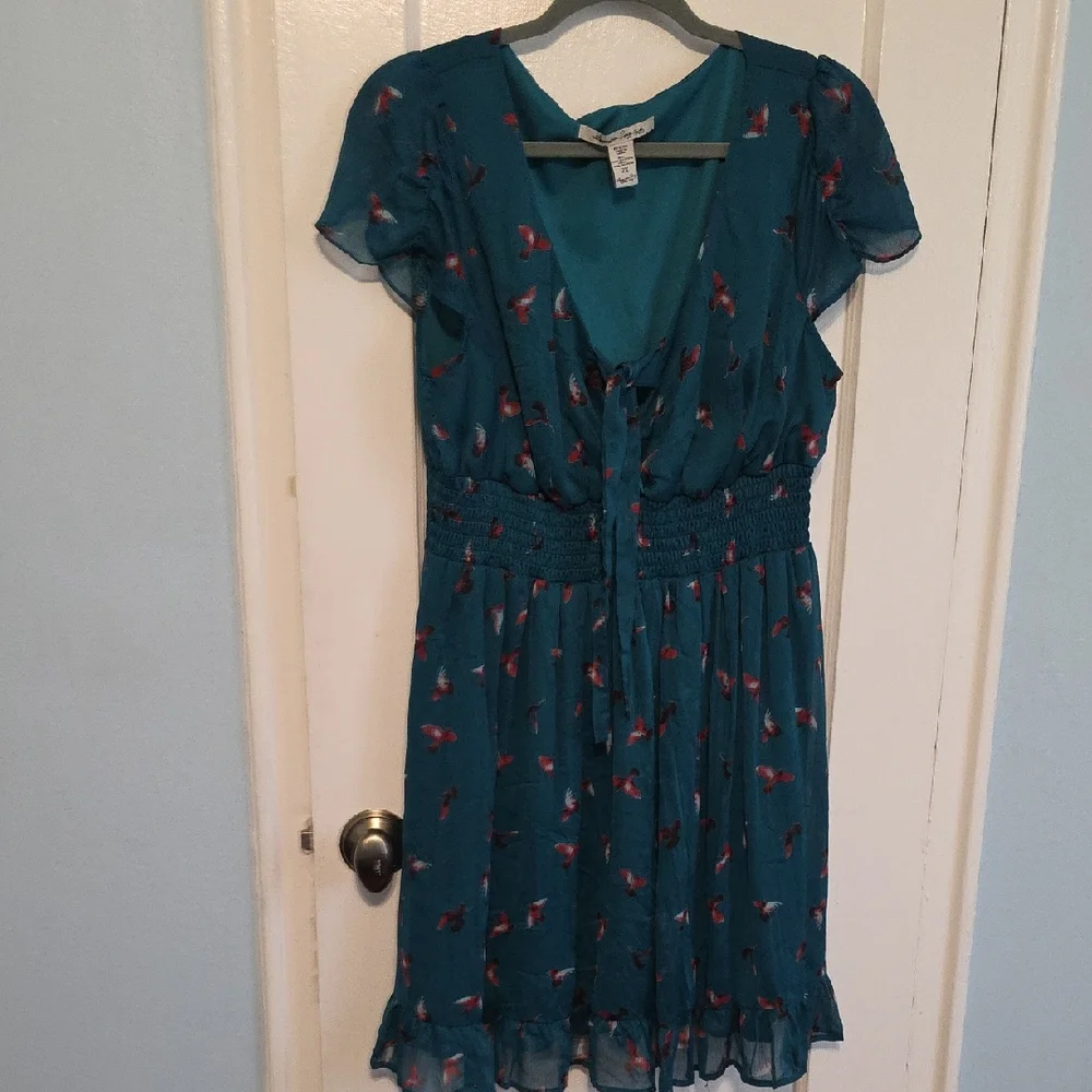 American Rag Blue/green Ruffled Tiered Mini Dress Wedding Guest - Picture 1 of 8